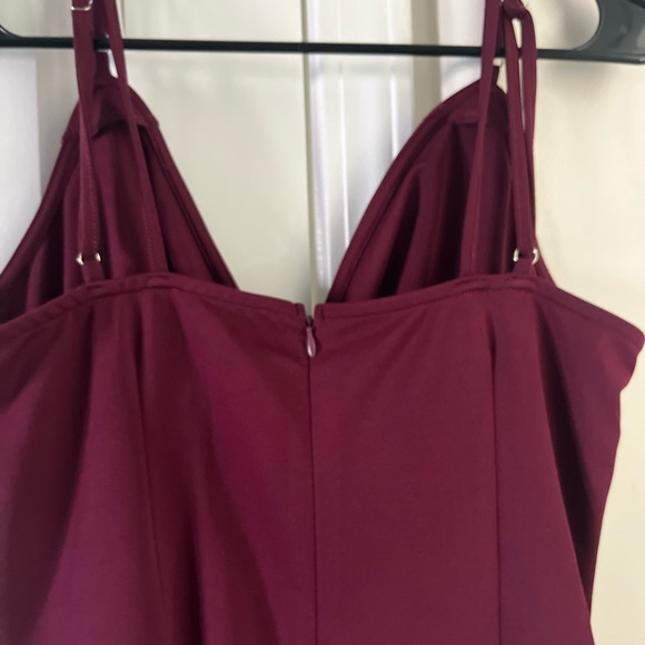 Grace Karin Elegant One-Shoulder Burgundy Dress - Picture 3 of 7